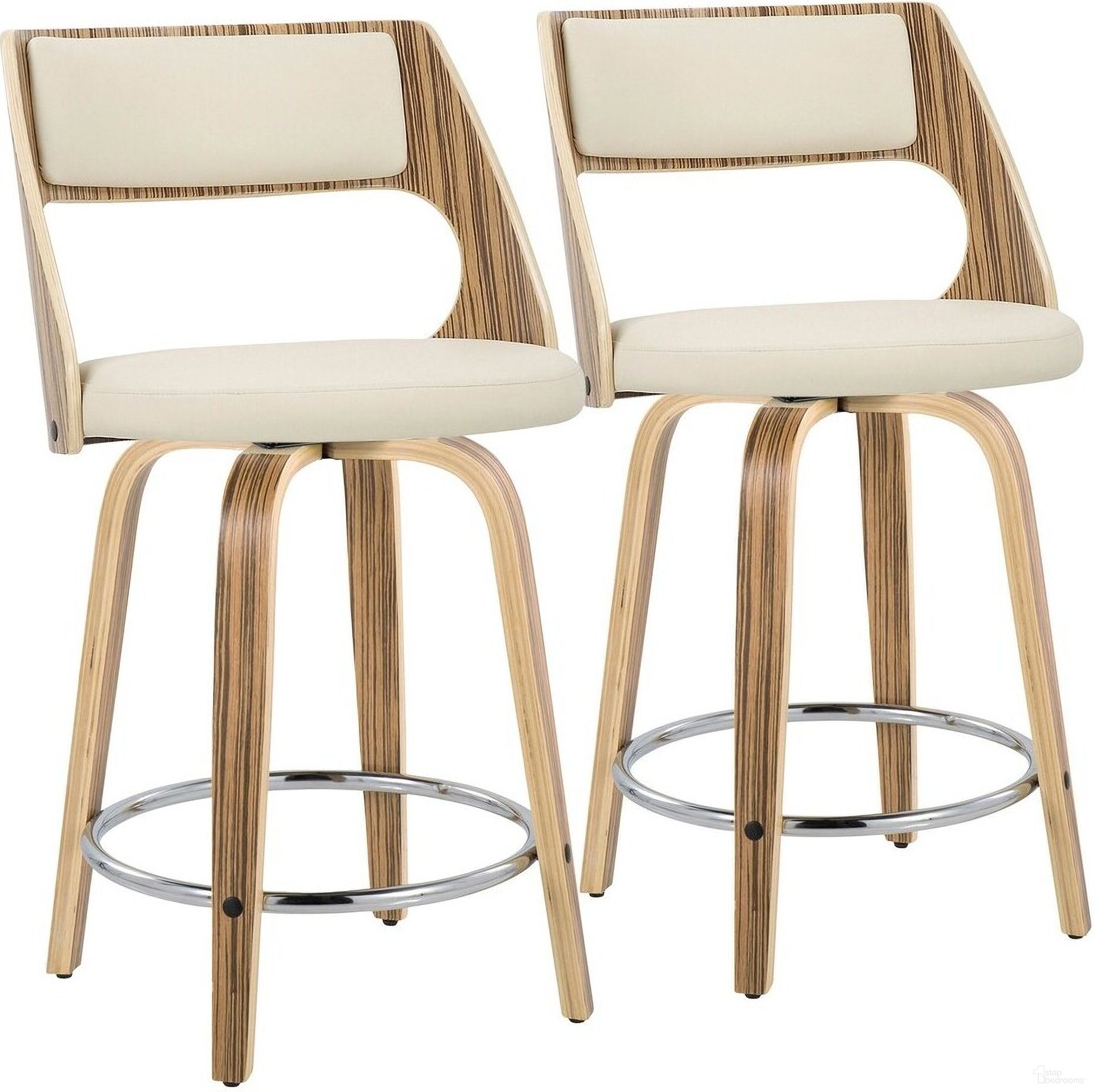 The appearance of Cecina 24 Inch Fixed Height Counter Stool Set of 2 In Cream designed by Lumisource in the transitional interior design. This cream piece of furniture  was selected by 1StopBedrooms from Cecina Collection to add a touch of cosiness and style into your home. Sku: B24-CECINAPU-GRTZR2 ZBZBCR2. Material: Wood.