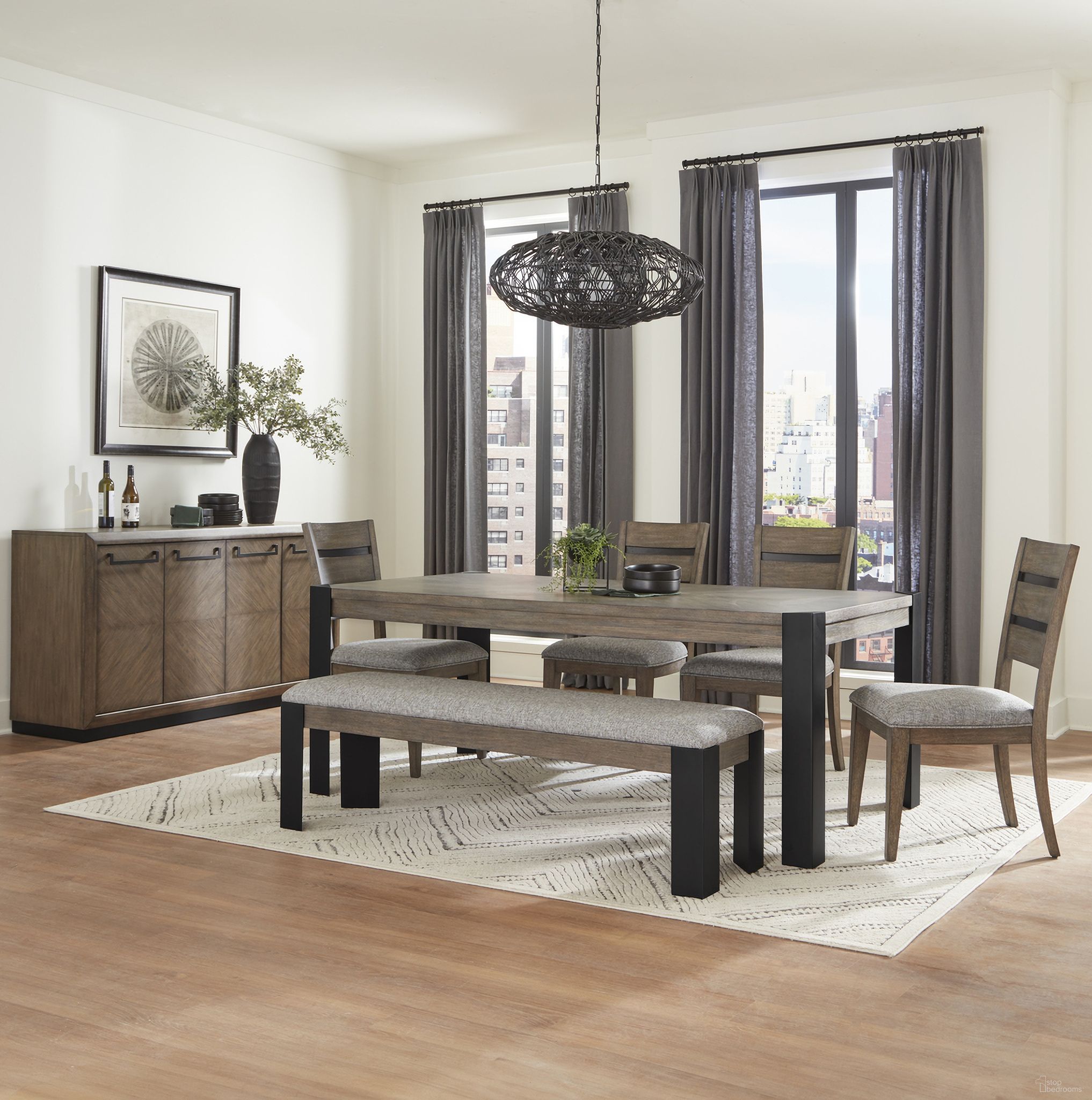 The appearance of Cedar Fork 78 Inch Rectangular Dining Room Set In Smoked Arabica designed by Parker House in the rustic / southwestern interior design. This smoked arabica piece of furniture was selected by 1StopBedrooms from Cedar Fork Collection to add a touch of cosiness and style into your home. Sku: DCED#78REC-SMA;DCED#2018-SMA;DCED#2018-SMA;DCED#2018-SMA;DCED#2018-SMA. Table Base Style: Legs. Material: Wood Veneer. Table Top Shape: Rectangular. Size: 40" x 78".