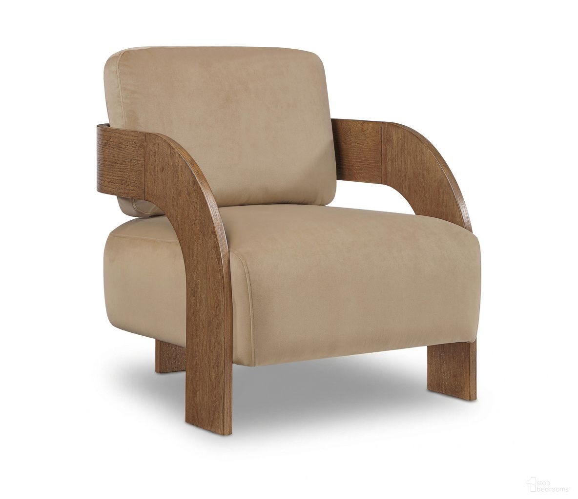 Cedra Velvet Performance Fabric Upholstered Accent Chair In Beige