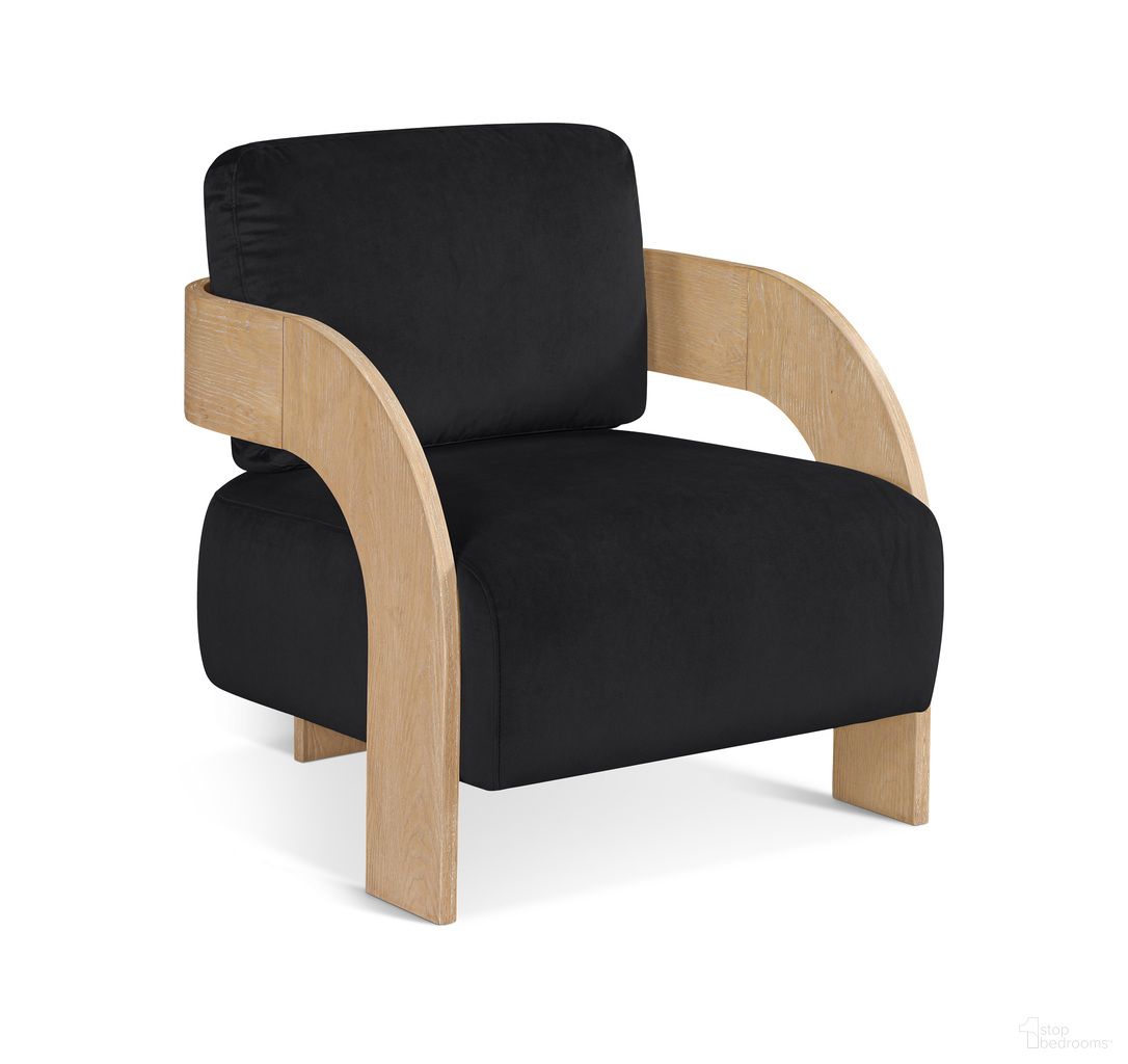 Cedra Velvet Performance Fabric Upholstered Accent Chair In Black