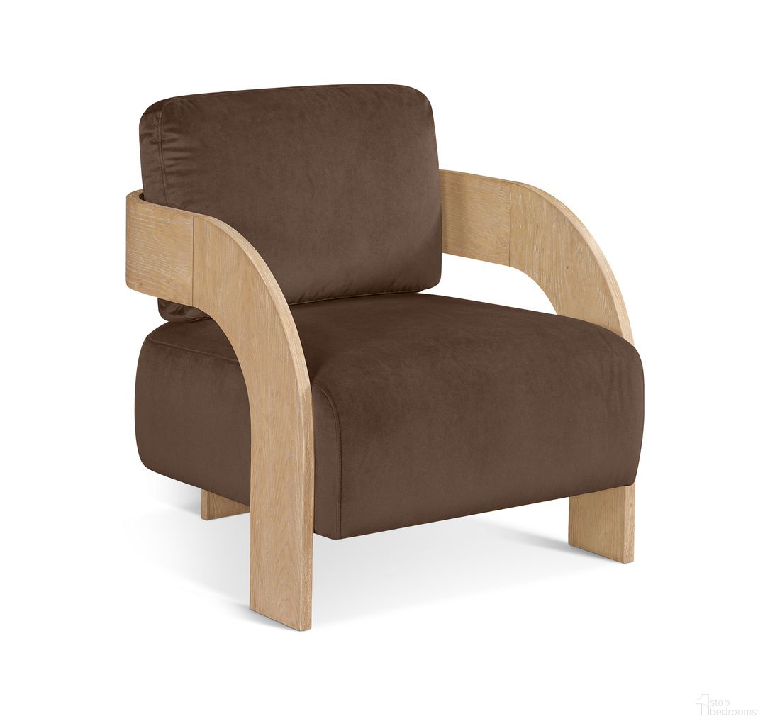 Cedra Velvet Performance Fabric Upholstered Accent Chair In Brown