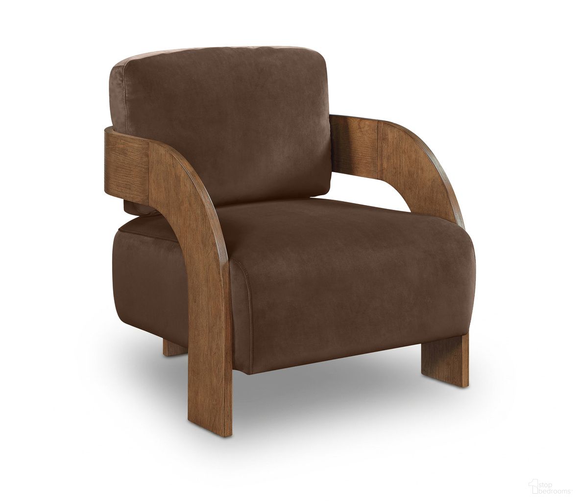 Cedra Velvet Performance Fabric Upholstered Accent Chair In Brown