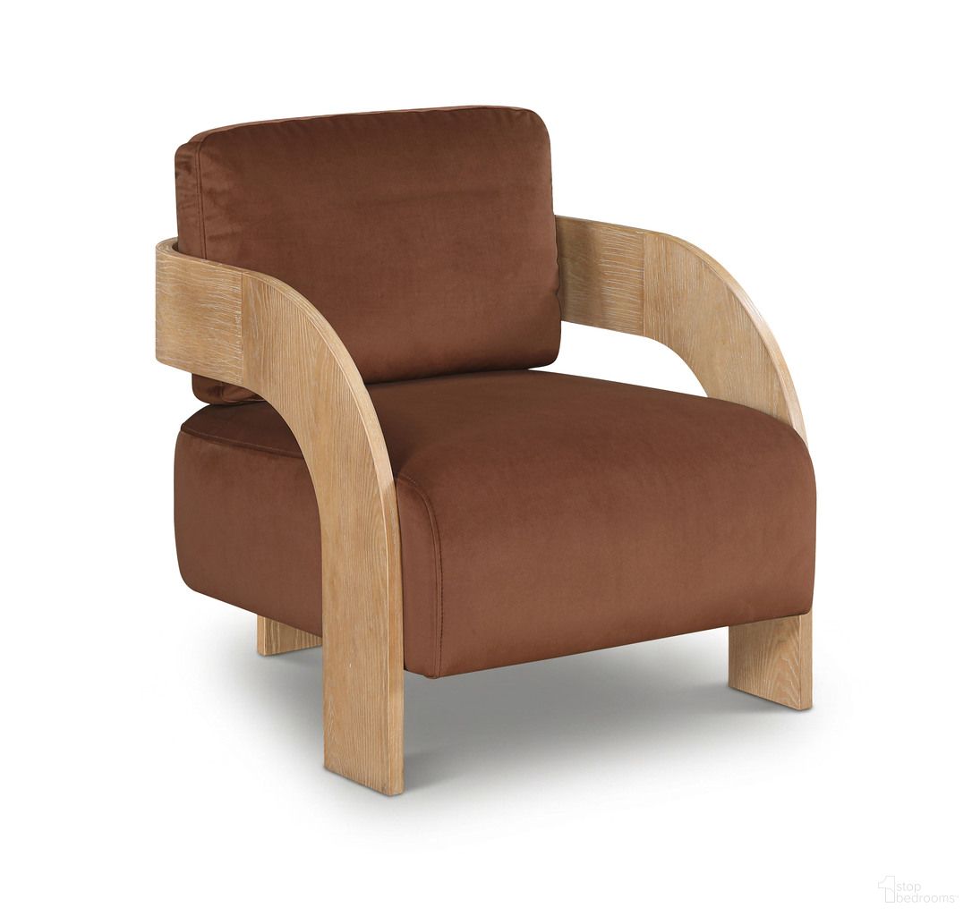 Cedra Velvet Performance Fabric Upholstered Accent Chair In Cognac