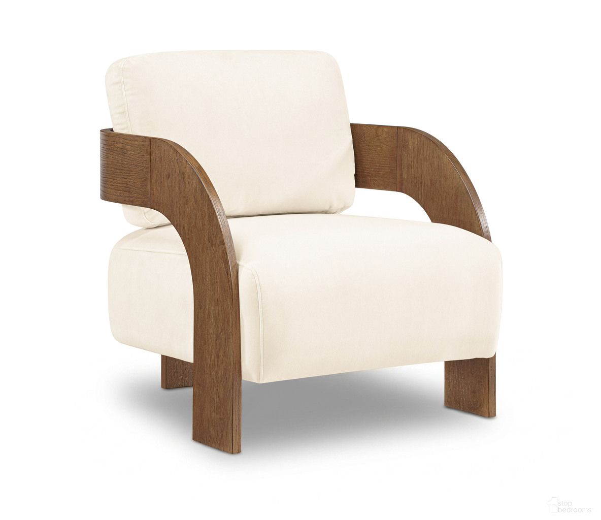 Cedra Velvet Performance Fabric Upholstered Accent Chair In Cream