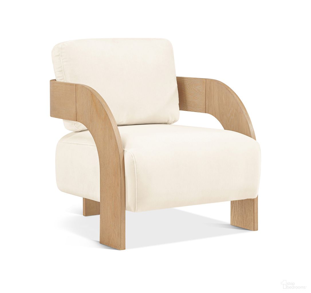 Cedra Velvet Performance Fabric Upholstered Accent Chair In Cream