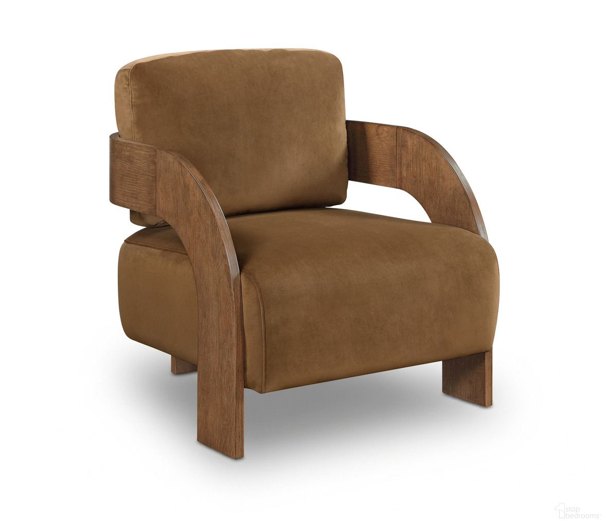 Cedra Velvet Performance Fabric Upholstered Accent Chair In Saddle