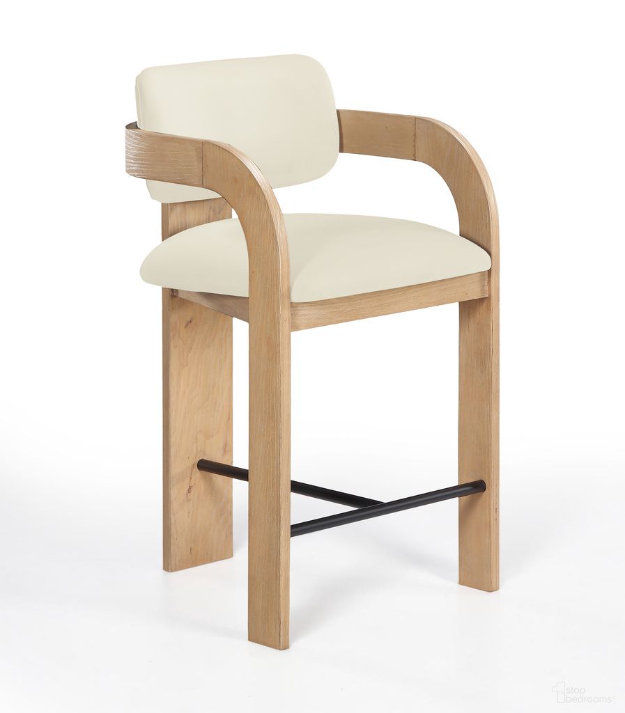 Cedra Velvet Performance Fabric Upholstered Counter Stool In Cream