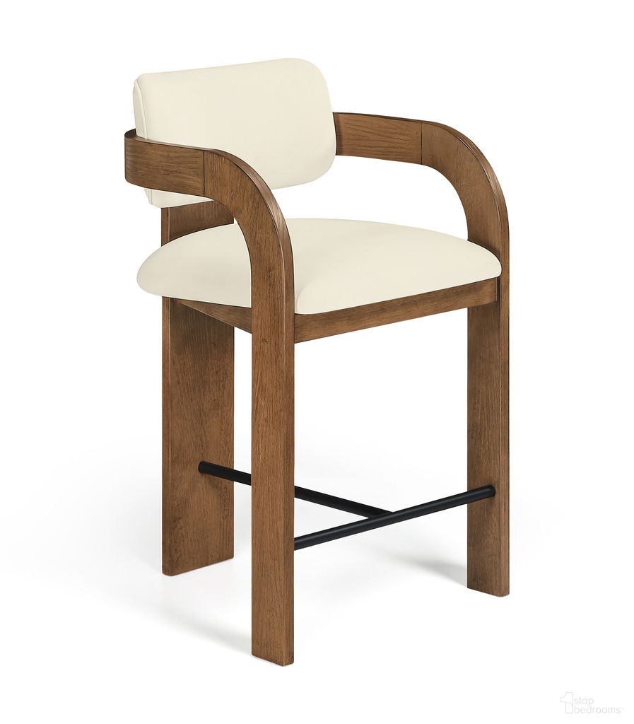 Cedra Velvet Performance Fabric Upholstered Counter Stool In Cream