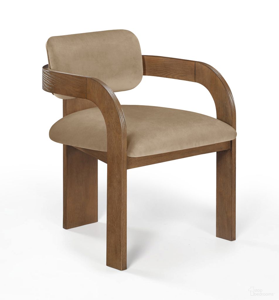 Cedra Velvet Performance Fabric Upholstered Dining Chair Set of 2 In Beige