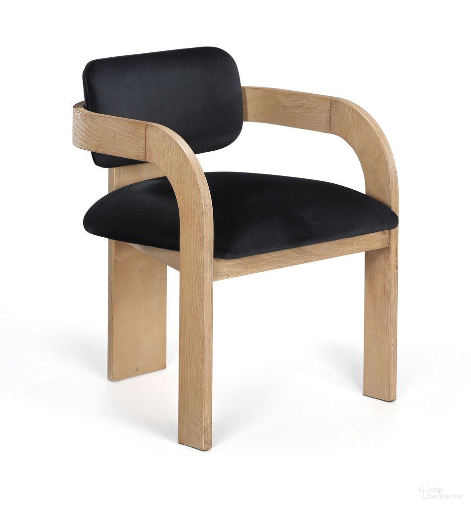Cedra Velvet Performance Fabric Upholstered Dining Chair Set of 2 In Black