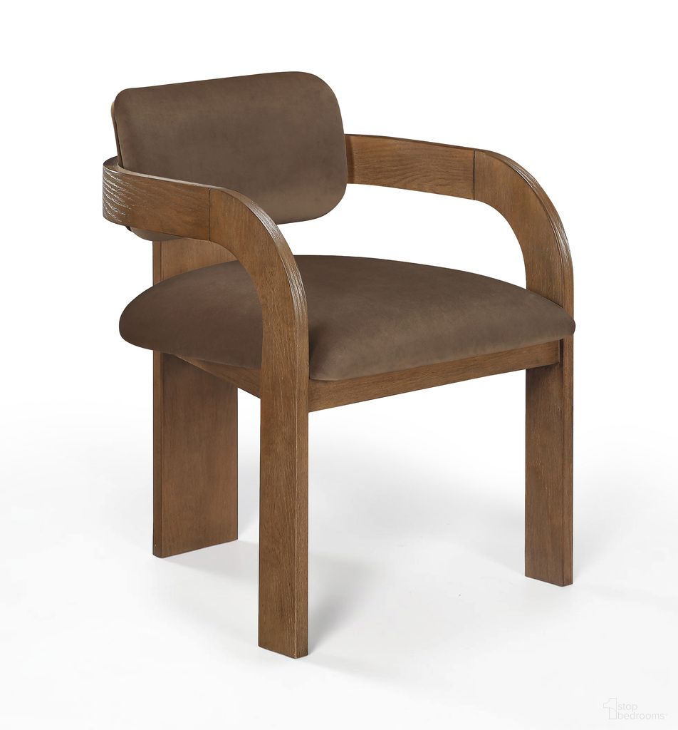 Cedra Velvet Performance Fabric Upholstered Dining Chair Set of 2 In Brown