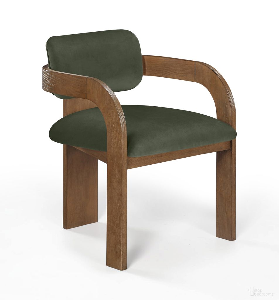 Cedra Velvet Performance Fabric Upholstered Dining Chair Set of 2 In Green