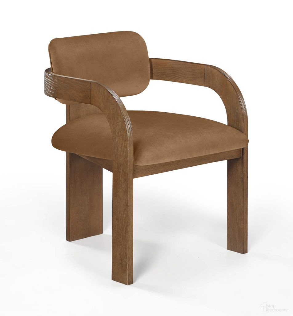 Cedra Velvet Performance Fabric Upholstered Dining Chair Set of 2 In Saddle