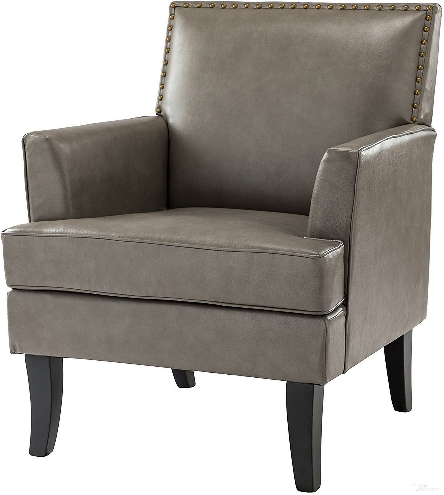 The appearance of Celadon Armchair In Grey designed by Karat Home in the modern / contemporary interior design. This grey piece of furniture was selected by 1StopBedrooms from Celadon Collection to add a touch of cosiness and style into your home. Sku: CHS0439-GREY. Material: Faux Leather.