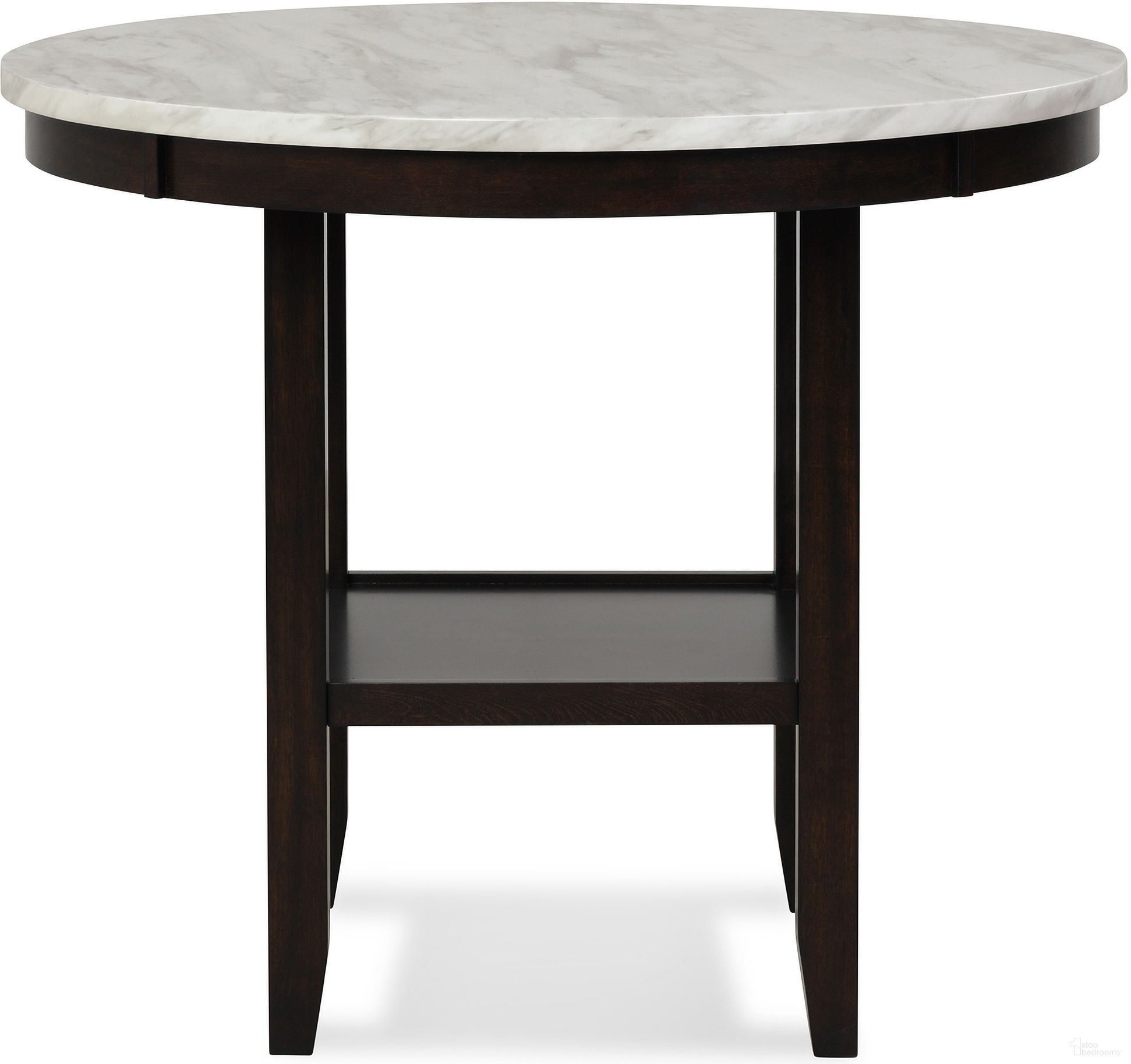 The appearance of Celeste 42 Inch Faux Marble Round Counter Table In Espresso designed by New Classic in the modern / contemporary interior design. This espresso piece of furniture was selected by 1StopBedrooms from Celeste Collection to add a touch of cosiness and style into your home. Sku: D400-12. Table Base Style: Legs. Table Top Shape: Round. Material: Wood. Size: 42".