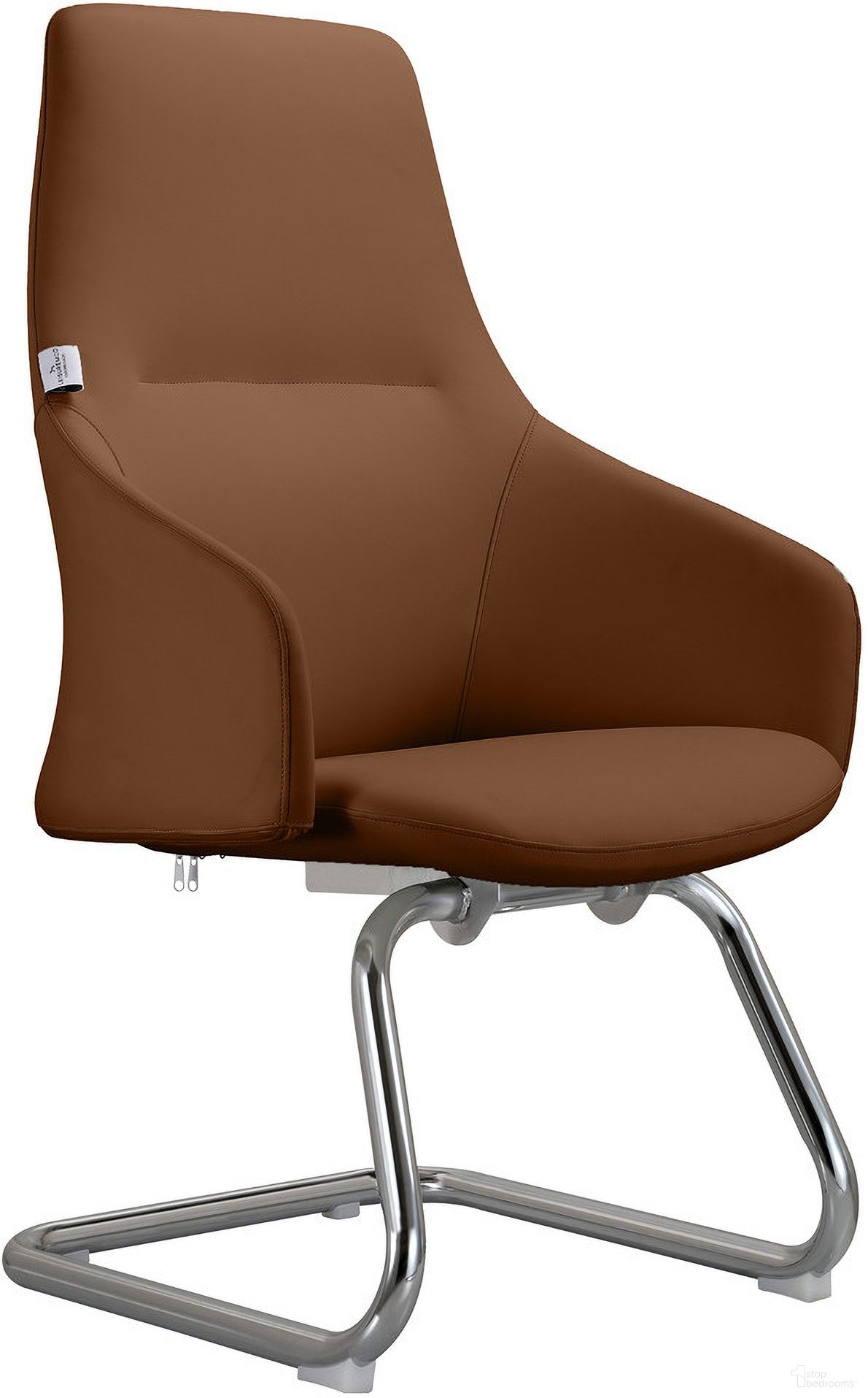 The appearance of Celeste Series Guest Office Chair In Dark Brown Leather designed by LeisureMod in the modern / contemporary interior design. This dark brown piece of furniture  was selected by 1StopBedrooms from Celeste Collection to add a touch of cosiness and style into your home. Sku: CGO20DBRL. Material: Leather.