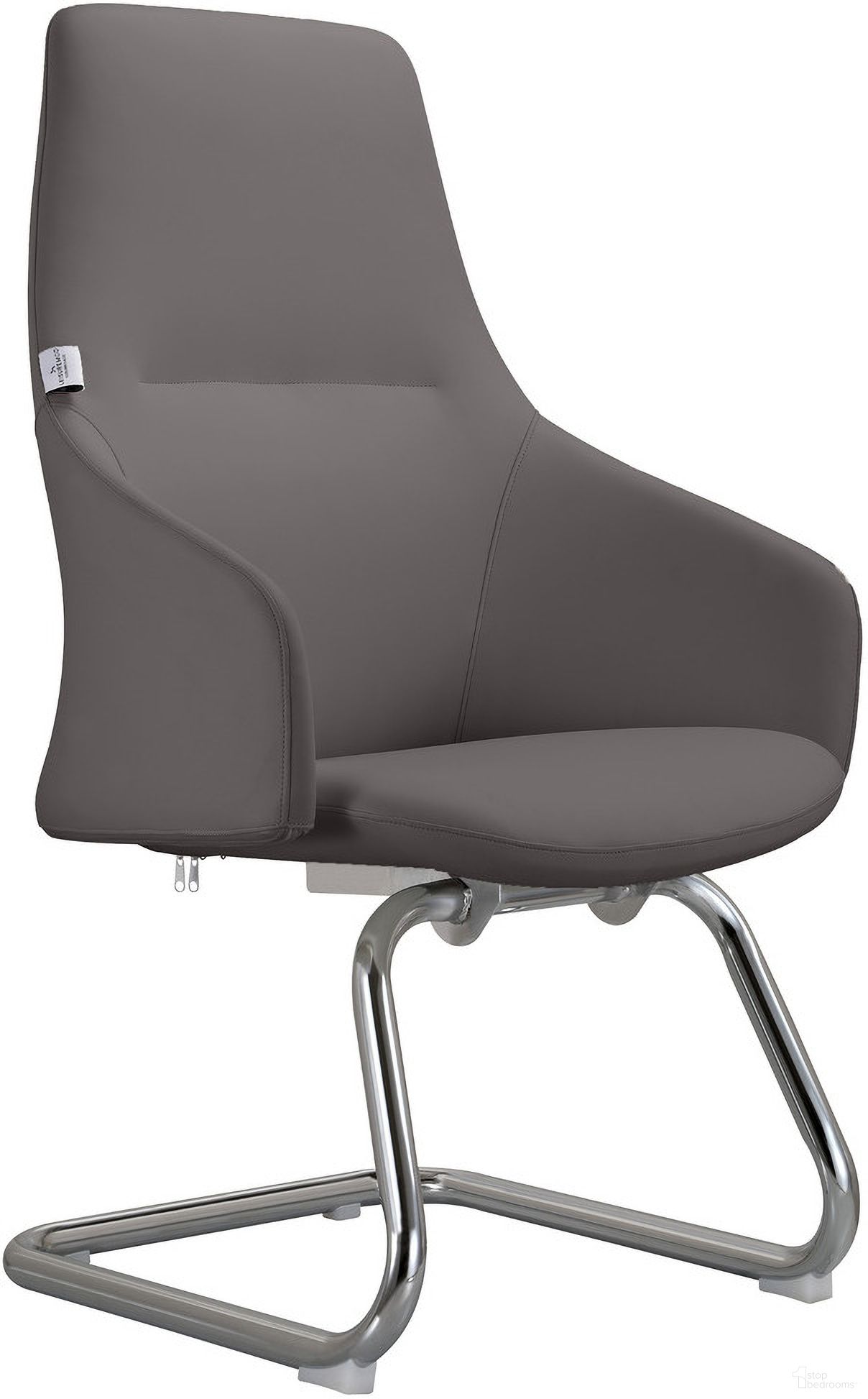 Celeste Series Guest Office Chair In Grey Leather
