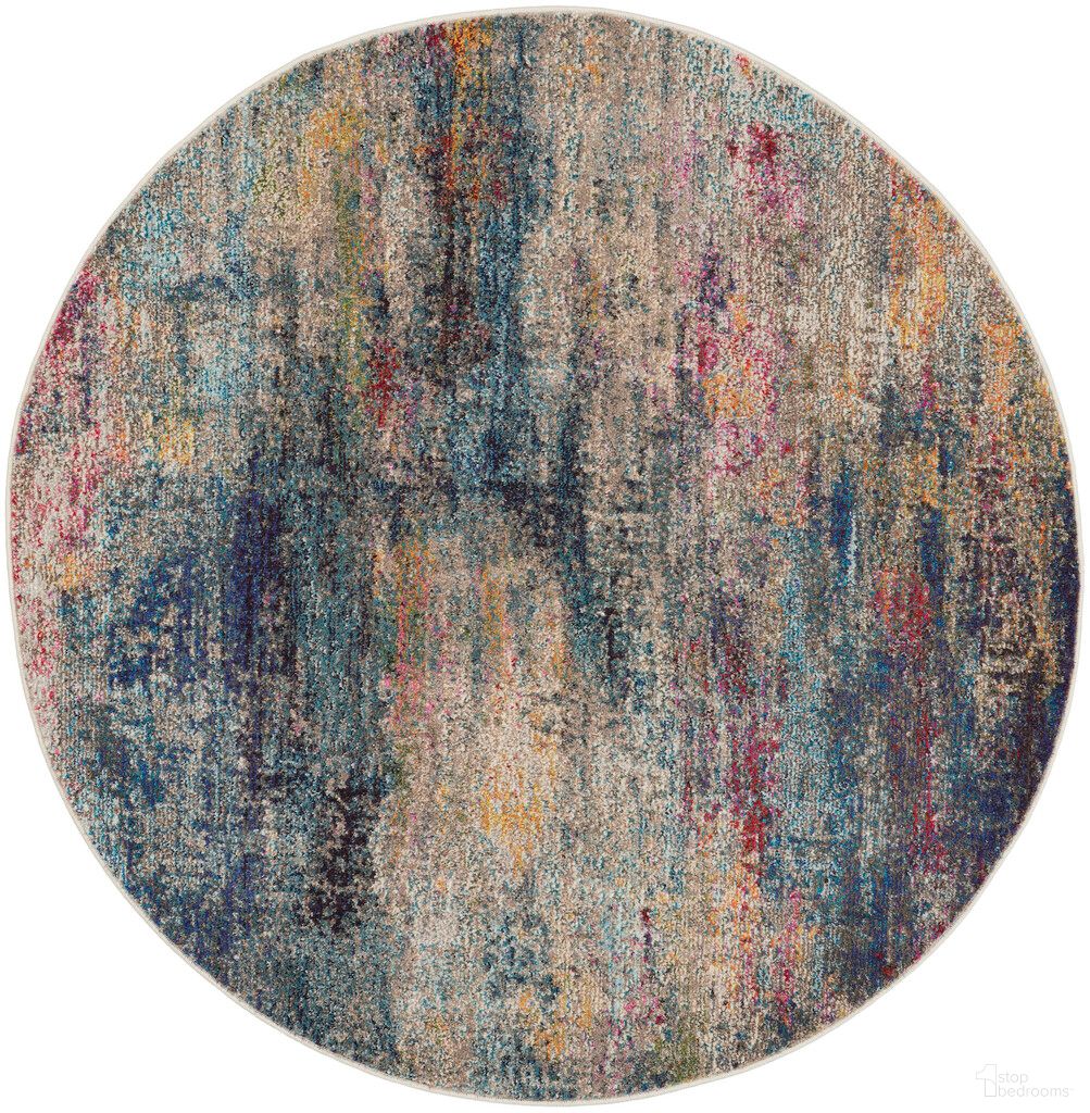 Celestial 5'3" x 5'3" Round Modern Indoor Rug In Multicolor