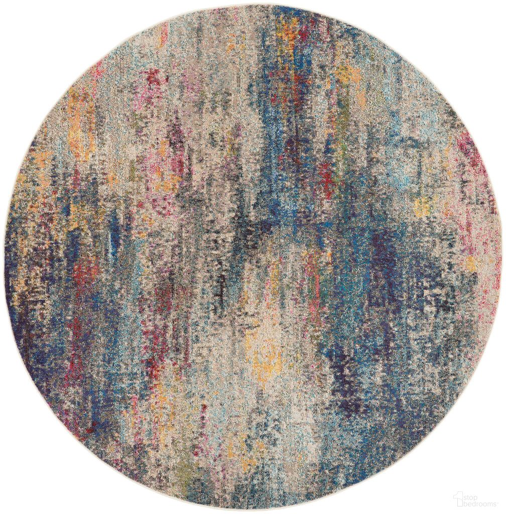 Celestial 7'10" x 7'10" Round Modern Indoor Rug In Multicolor