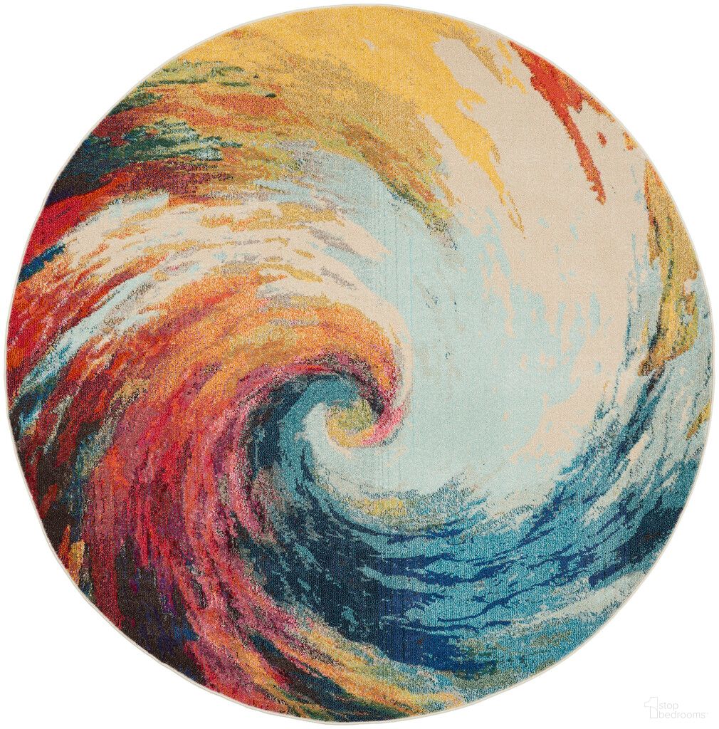 Celestial 7'10" x 7'10" Round Indoor Rug In Wave