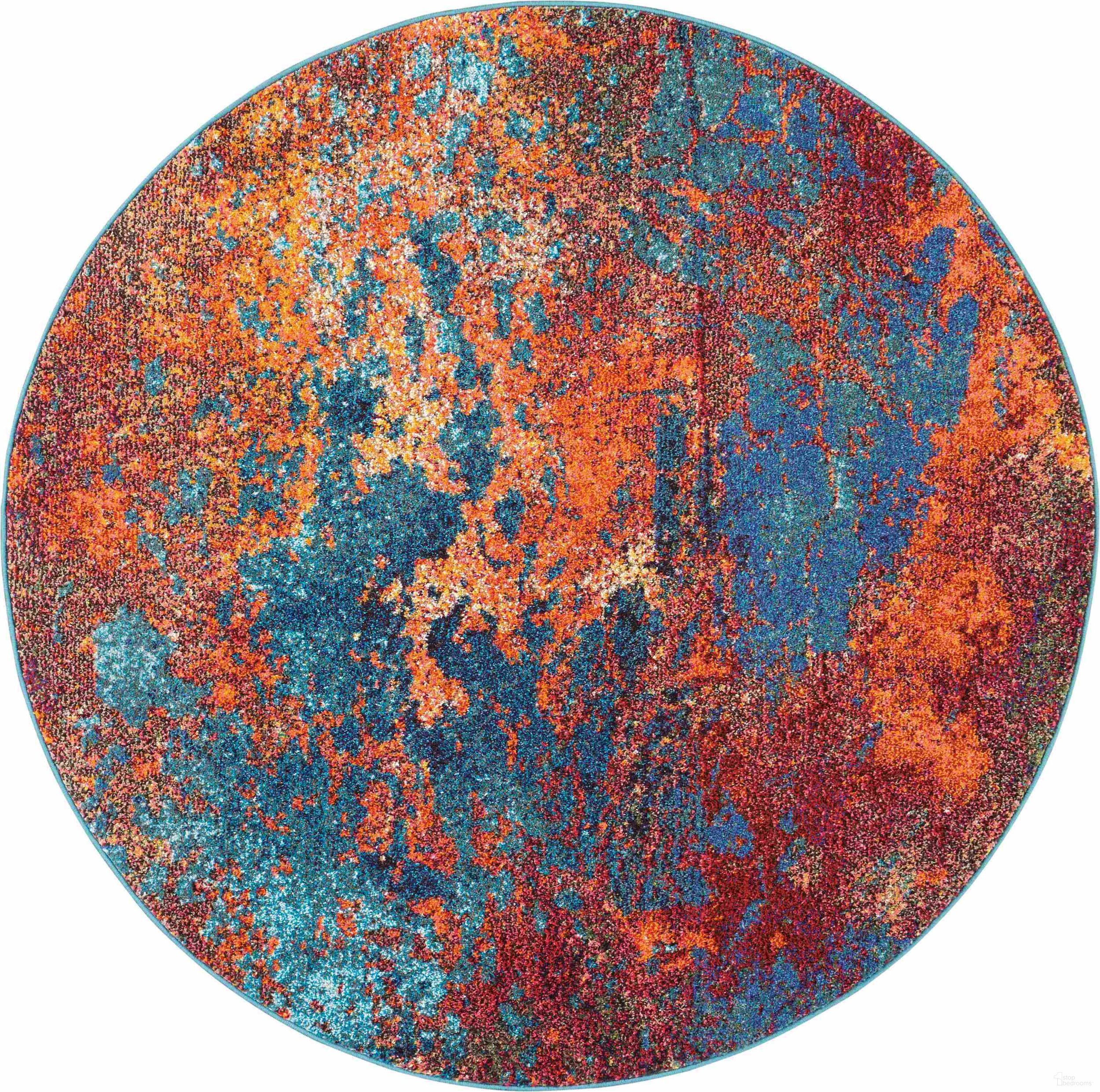 Celestial Atlantic 4' x 4' Round Area Rug