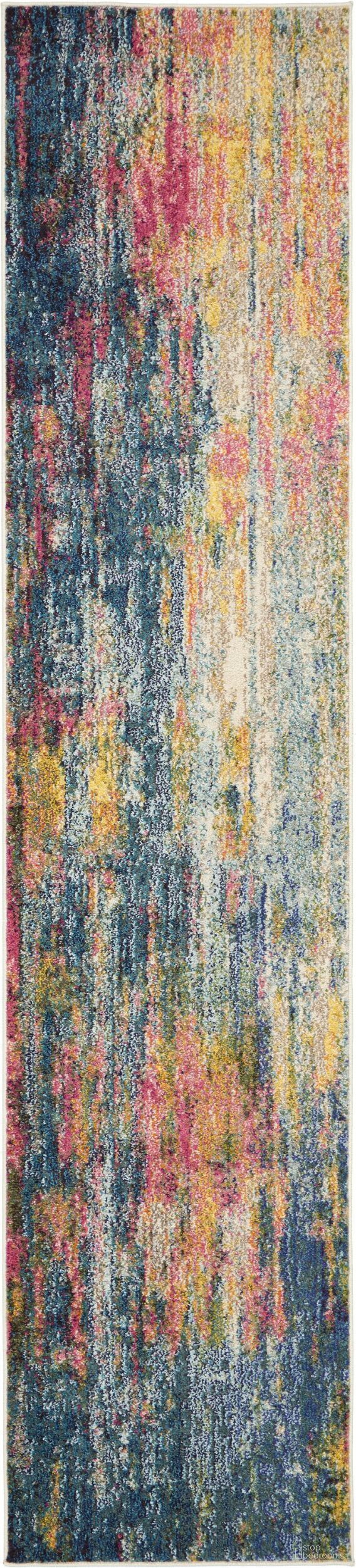 Celestial Blue and Yellow 2'2" x 10' Runner Area Rug