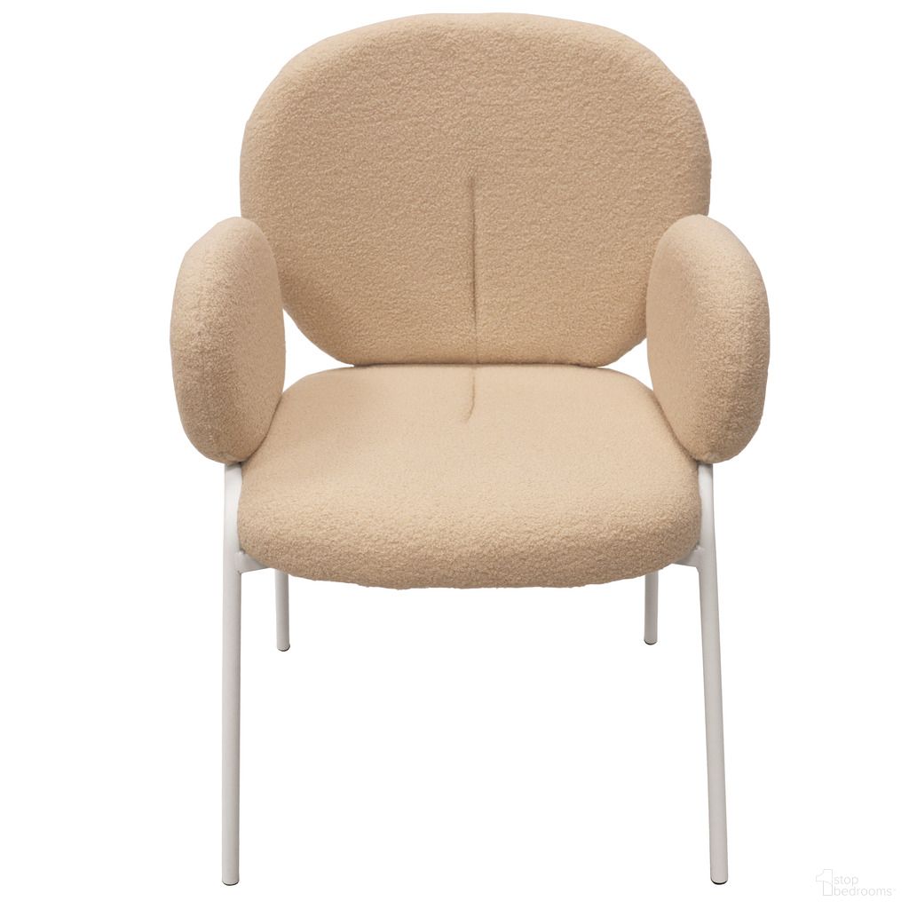 The appearance of Celestial Boucle Dining Arm Chair In Beige and White designed by LeisureMod in the modern / contemporary interior design. This beige/white piece of furniture was selected by 1StopBedrooms from Celestial Collection to add a touch of cosiness and style into your home. Sku: CCAW-23BG. Chair Type: Arm Chair. Material: Boucle.