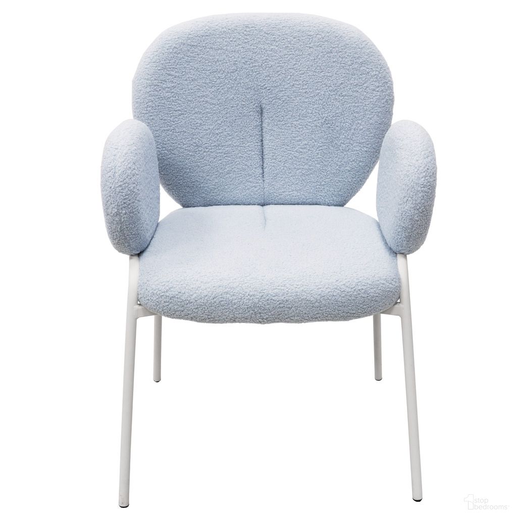 The appearance of Celestial Boucle Dining Arm Chair In White and Blue designed by LeisureMod in the modern / contemporary interior design. This white and blue piece of furniture was selected by 1StopBedrooms from Celestial Collection to add a touch of cosiness and style into your home. Sku: CCAW-23BU. Chair Type: Arm Chair. Material: Boucle.