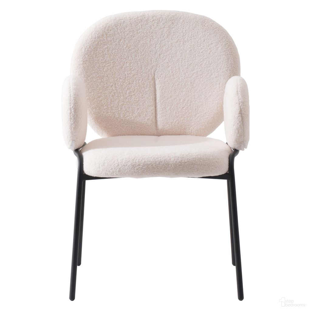 Celestial Boucle Dining Arm Chair Set of 2 In Black and White