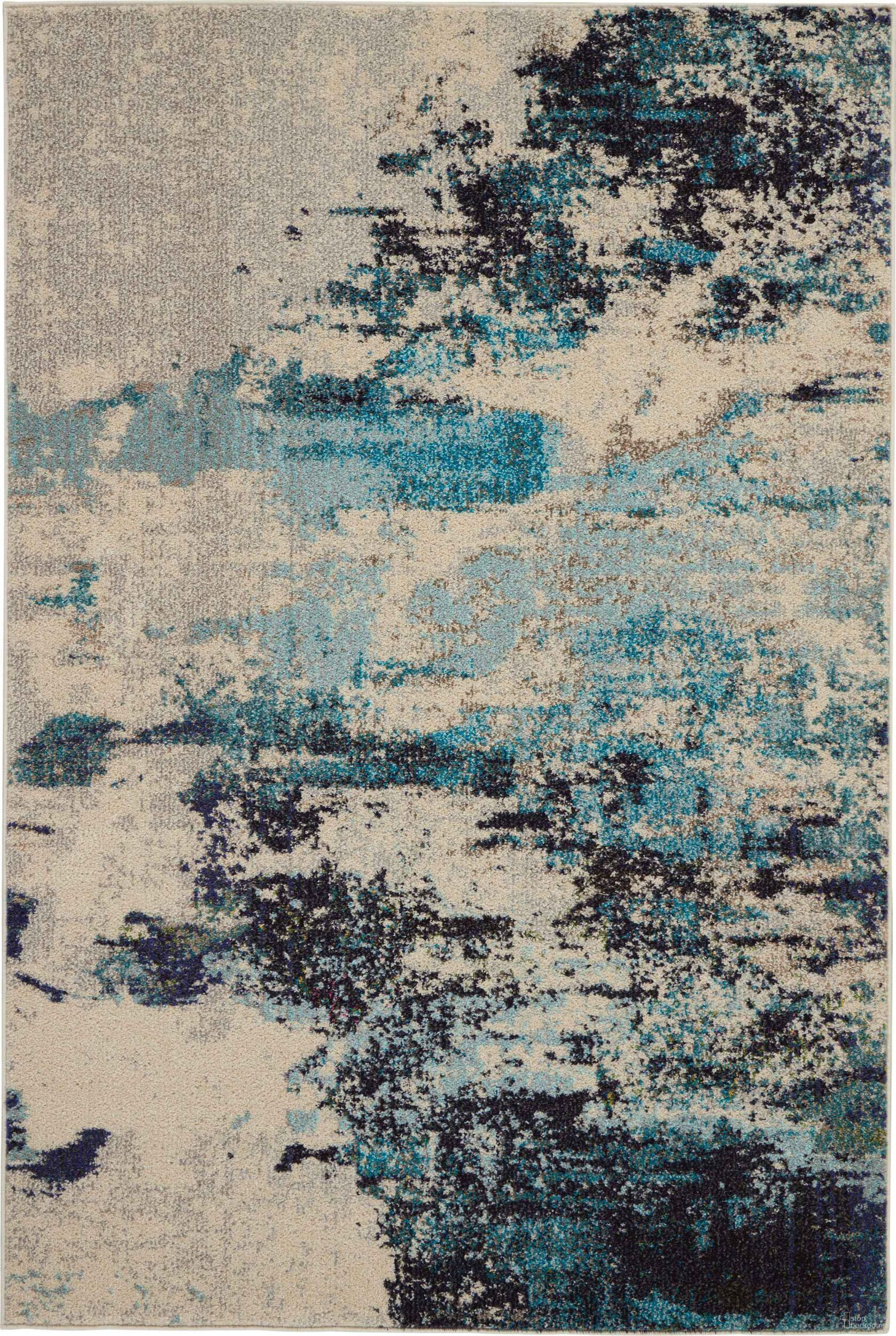 Celestial Ivory and Teal Blue 3'11" x 5'11" Area Rug