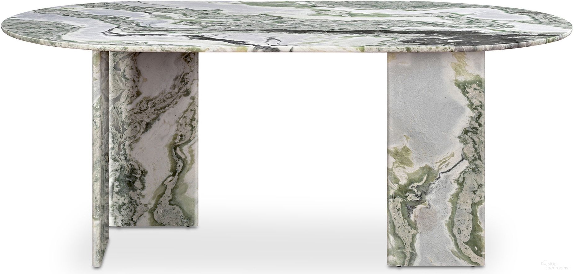 Celia Oval Dining Table In Green Onyx Marble
