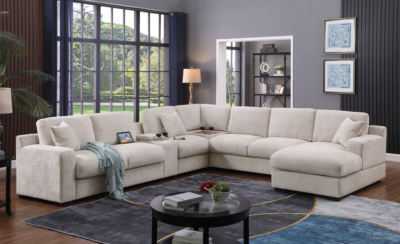 The appearance of Celine 141.5 Inch Chenille Fabric Corner Sectional Sofa with Right Facing Chaise In Beige designed by Lilola Home in the modern / contemporary interior design. This beige piece of furniture was selected by 1StopBedrooms from Celine Collection to add a touch of cosiness and style into your home. Sku: 89298-A;89298-ARM;89298-C;89298-CH;89298-CON;89298-L;89298-LL. Material: Chenille.