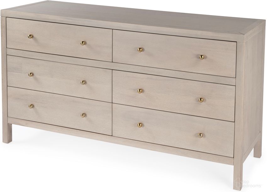 The appearance of Celine 6 Drawer Wide Dresser In Taupe designed by Butler Specialty Company in the traditional interior design. This taupe piece of furniture was selected by 1StopBedrooms from Celine Collection to add a touch of cosiness and style into your home. Sku: 5733450. Material: Wood.