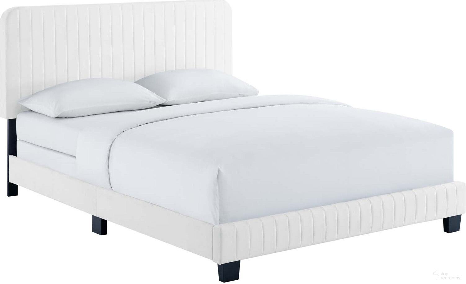 Celine Channel Tufted Performance Velvet Queen Bed MOD-6330-WHI