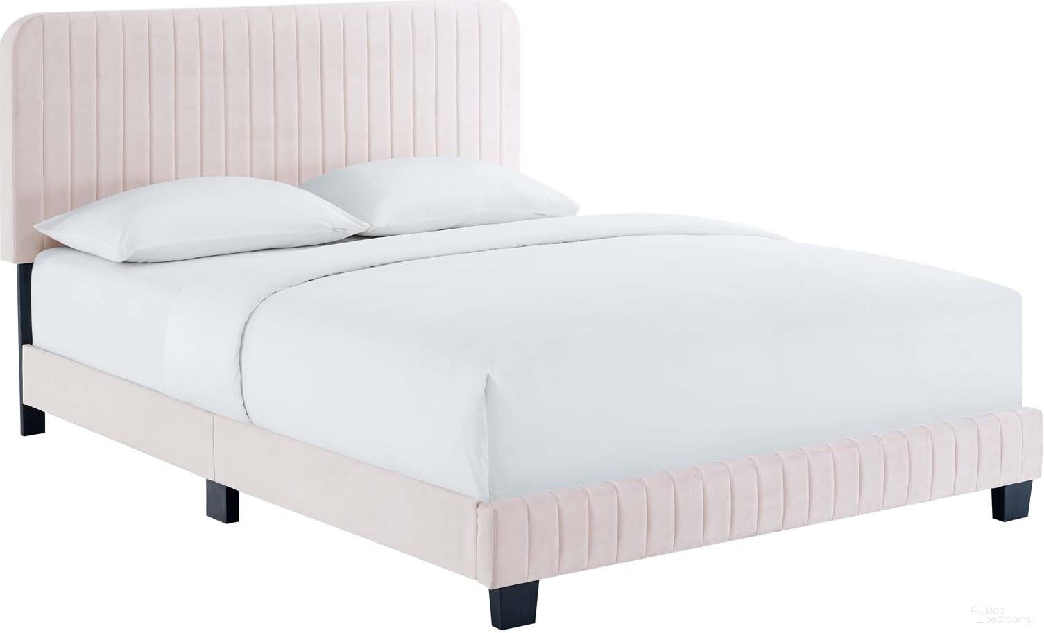 Celine Channel Tufted Performance Velvet Queen Platform Bed In Pink