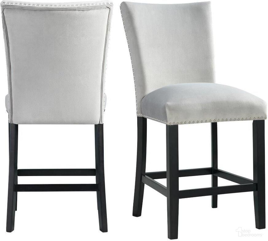 Celine Gray Velvet Counter Height Chair Set Of 2