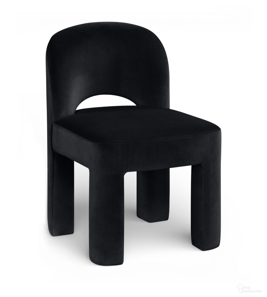 Celine Velvet Performance Fabric Upholstered Dining Chair Set of 2 In Black