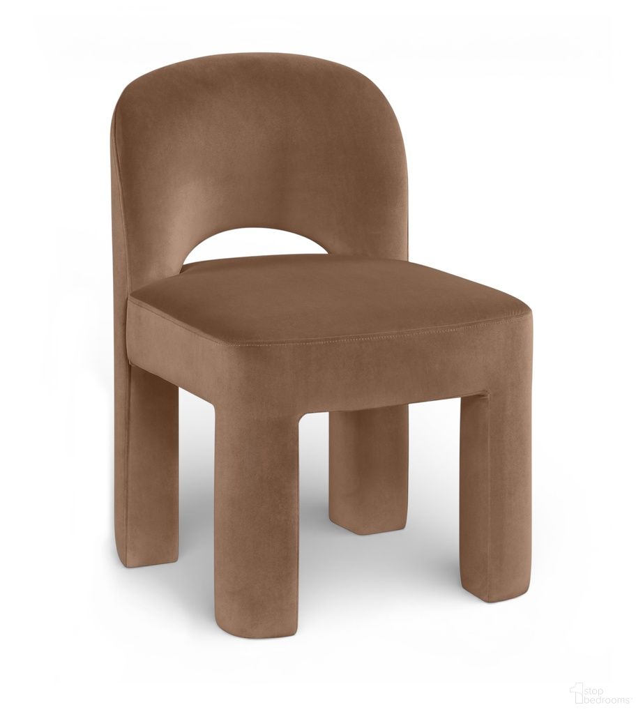 Celine Velvet Performance Fabric Upholstered Dining Chair Set of 2 In Brown