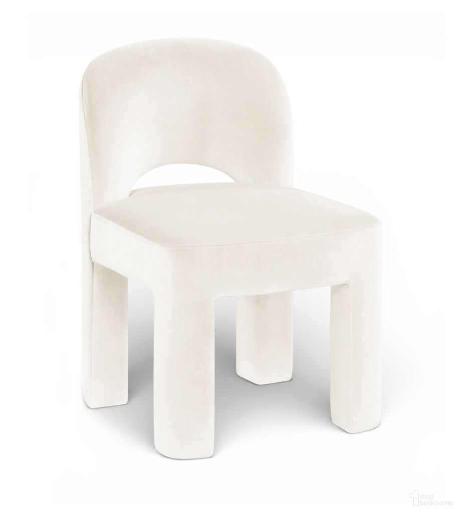 Celine Velvet Performance Fabric Upholstered Dining Chair Set of 2 In Cream