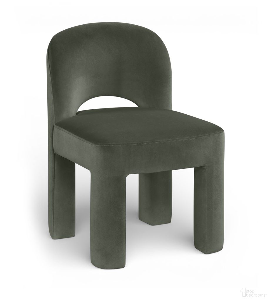 Celine Velvet Performance Fabric Upholstered Dining Chair Set of 2 In Green