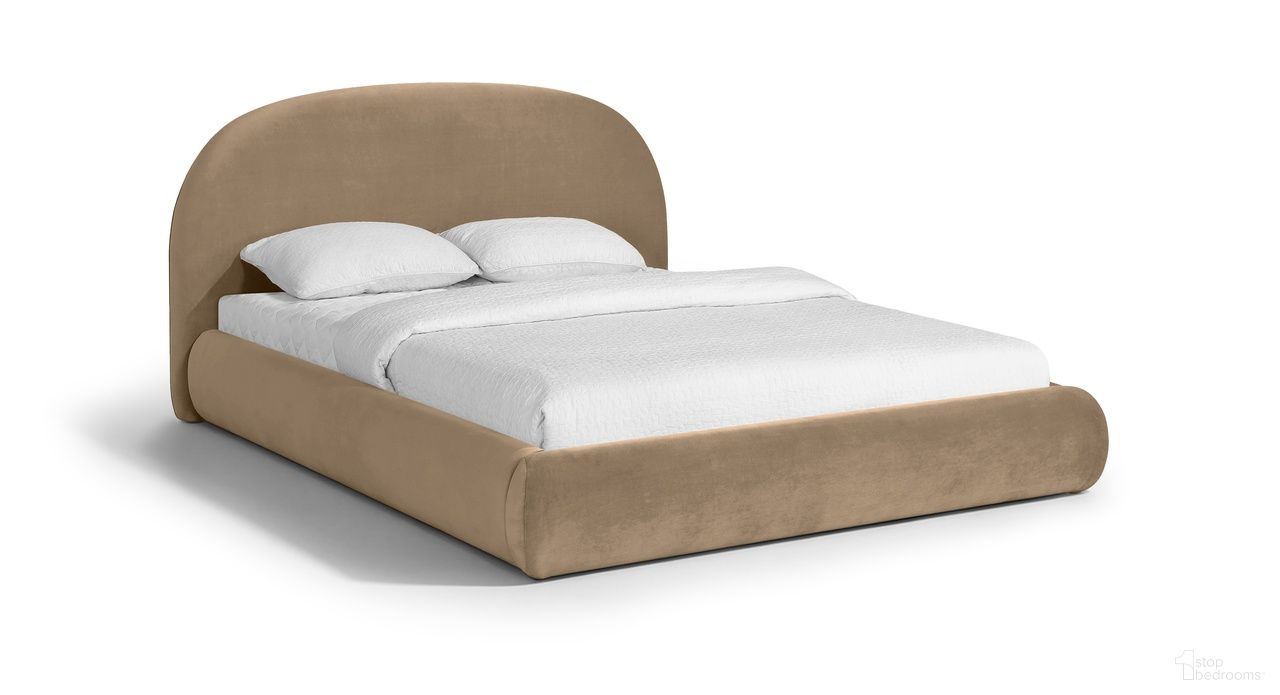 Celine Velvet Upholstered Full Bed In Beige