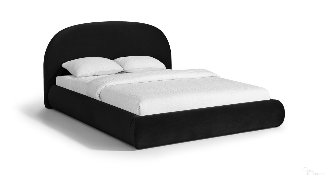 Celine Velvet Upholstered Full Bed In Black