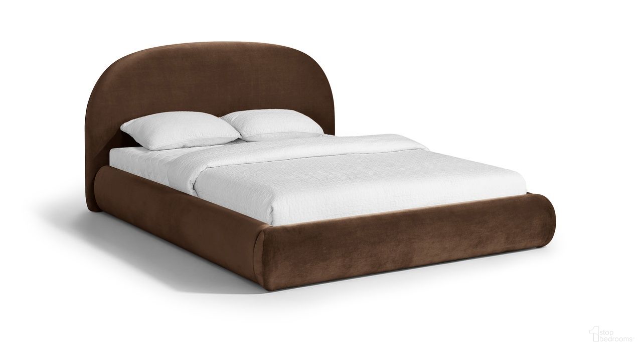 Celine Velvet Upholstered Full Bed In Brown