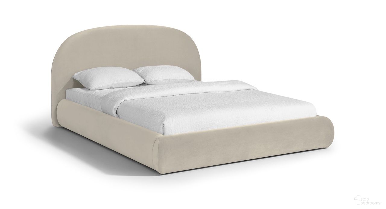 Celine Velvet Upholstered Full Bed In Cream