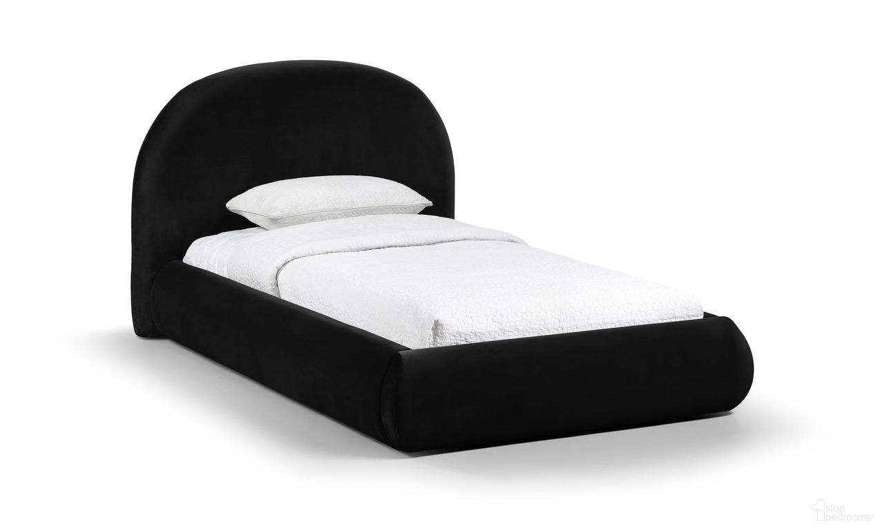 Celine Velvet Upholstered Twin Bed In Black