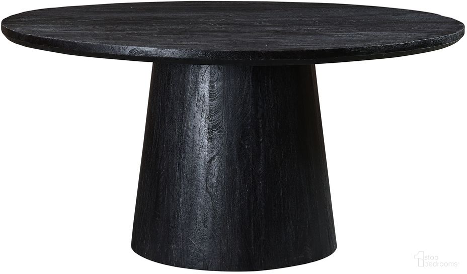 The appearance of Cember Dining Table In Black designed by Moes Home in the rustic / southwestern interior design. This black piece of furniture  was selected by 1StopBedrooms from  to add a touch of cosiness and style into your home. Sku: KY-1020-02-0. Table Base Style: Pedestal. Table Top Shape: Round. Material: Wood. Size: 60".