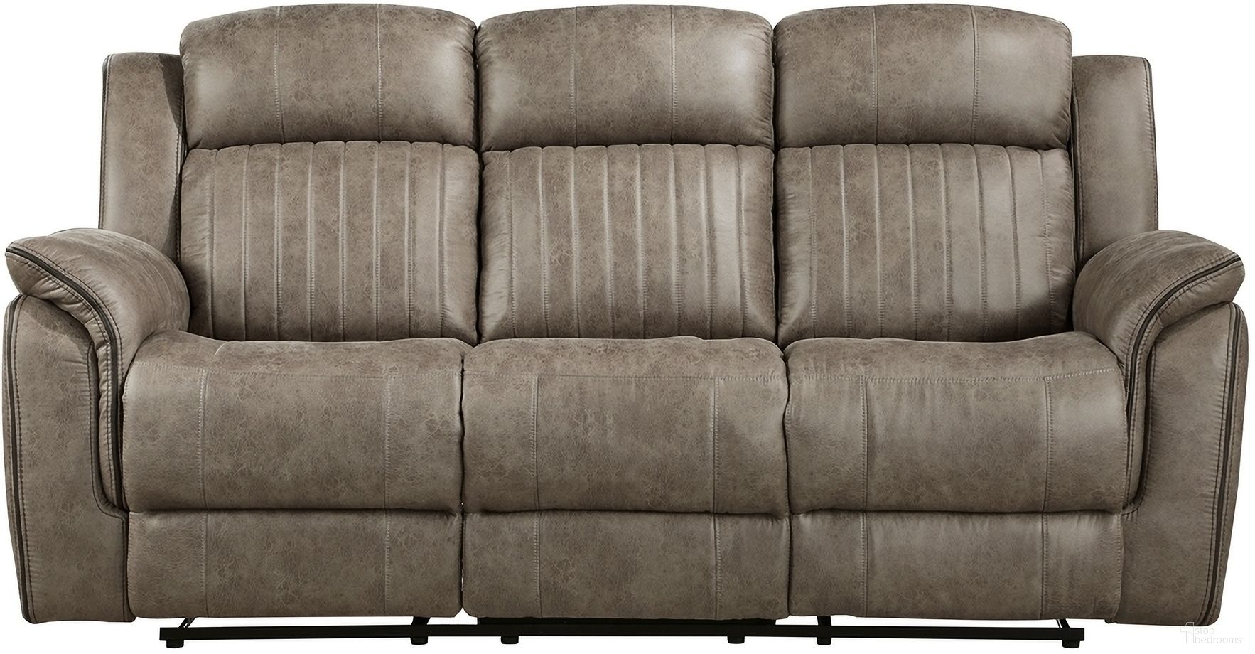 The appearance of Centeroak Sandy Brown Double Reclining Sofa designed by Homelegance in the modern / contemporary interior design. This brown piece of furniture  was selected by 1StopBedrooms from Centeroak Collection to add a touch of cosiness and style into your home. Sku: 9479SDB-3. Material: Microfiber.
