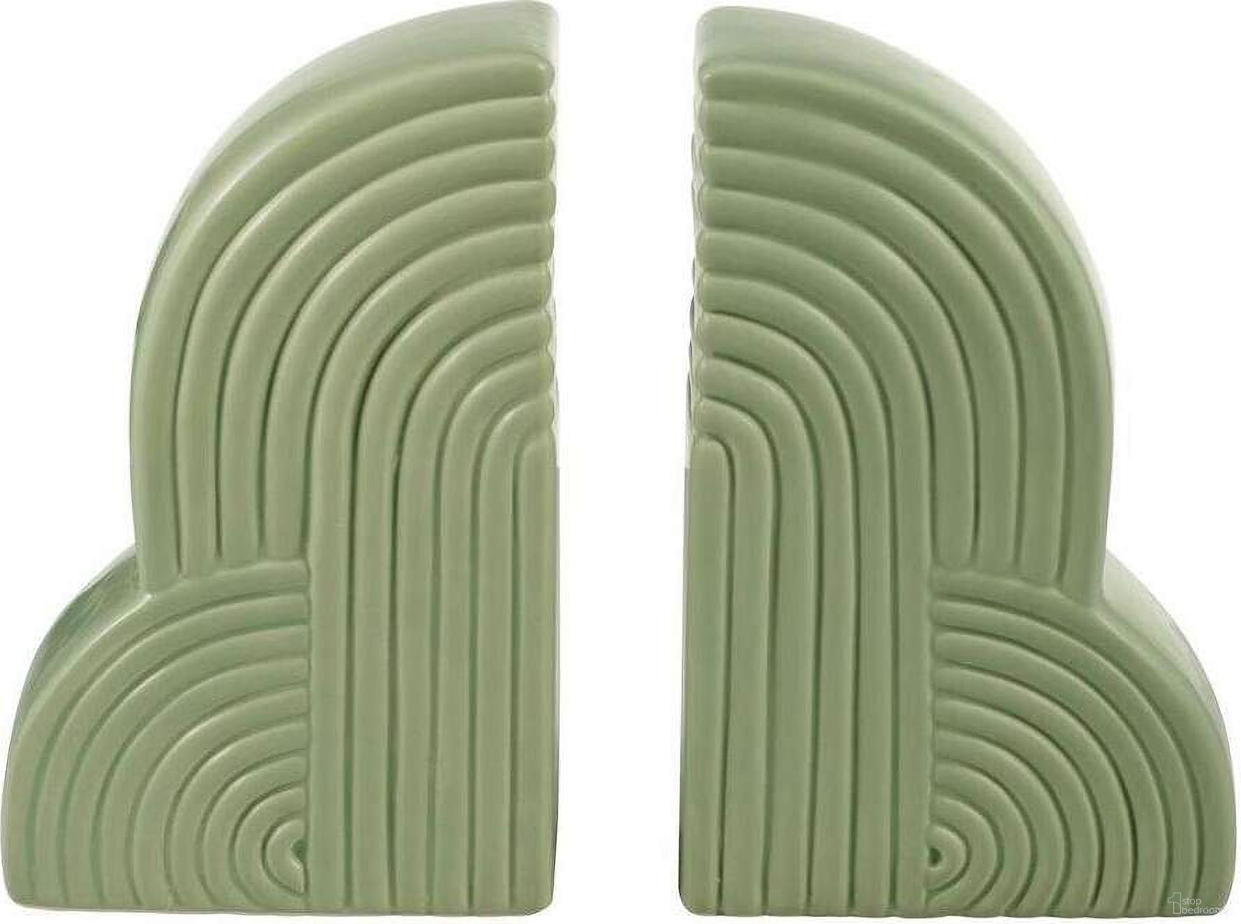 Ceramic 13 x 10 Arches Bookends Set of 2 In Cucumber