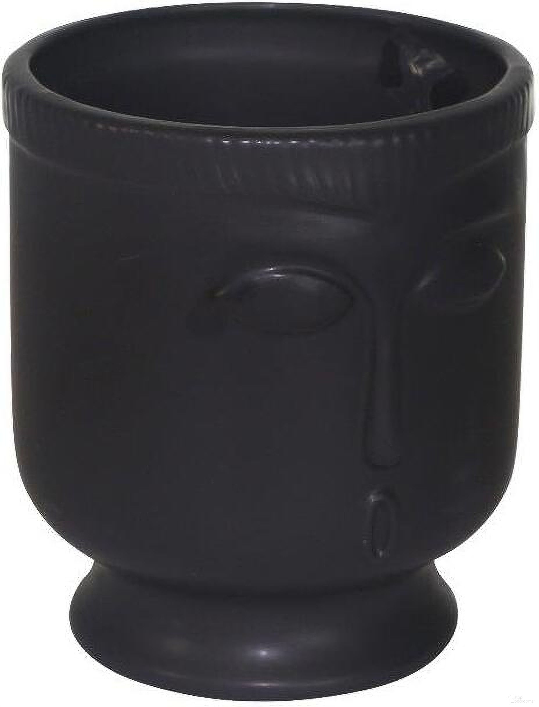Ceramic 6 Inch Face Vase With Base In Black