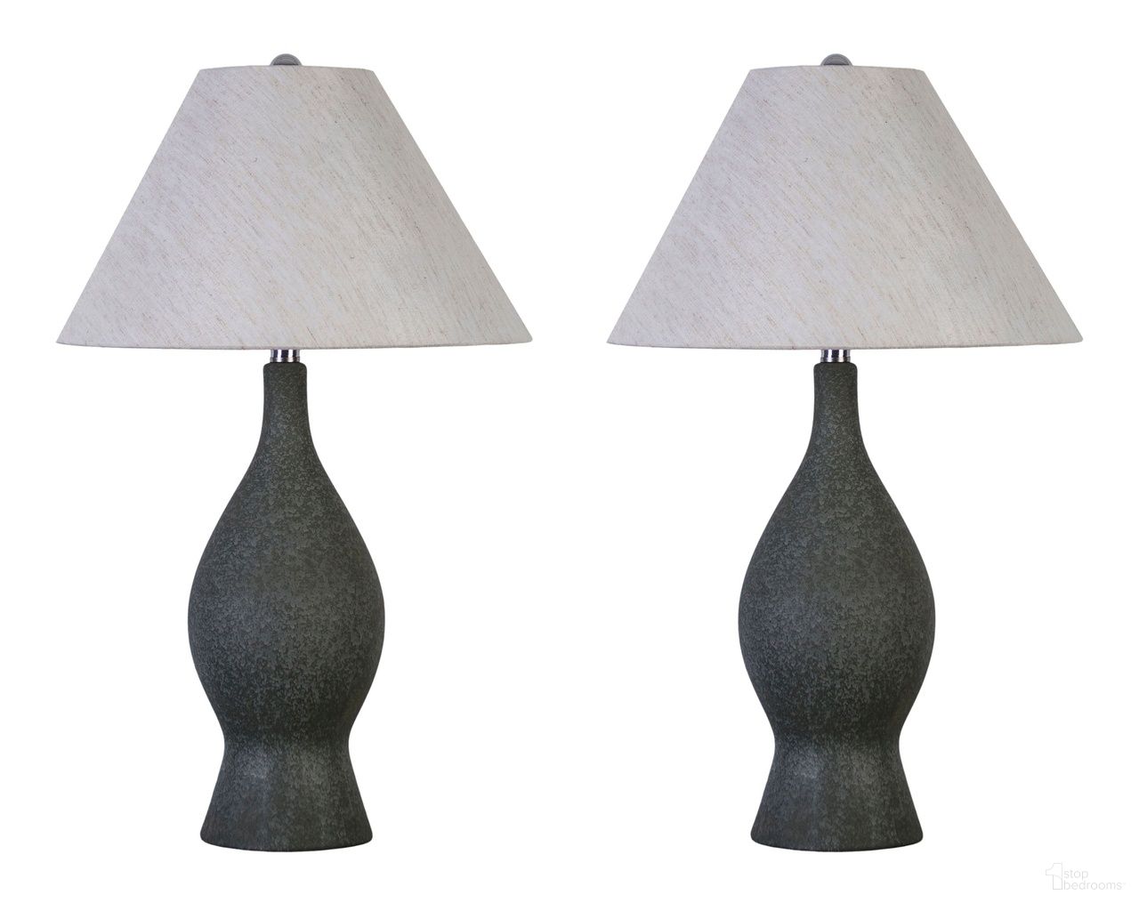 Cerulean Elegance Ceramic Table Lamp Set of 2 In Blue Grey